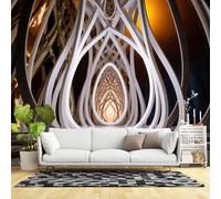 Custom Size Wall Murals,Futuristic Abstract Tunnel Golden Light Modern Architectural Pattern,SelfAdhesive Wall Fabric(NO PVC) Removable Large Wallpaper for Living Room