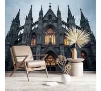 Custom Size Wall Murals Gothic Cathedral with Stained Glass Wall Murals Architecture Wallpaper Wall Covering Fabric Self-Adhesive Removable Wallpaper