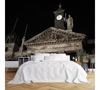 Custom Size Wall Murals,Grand Historic Building Night Scene Ornate Stonework Clock Tower Statue,Self-Adhesive Wall Covering Fabric (NO PVC),Removable Wallpaper for Living Room Bedroom