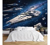 Custom Size Wall Murals Imperial Star Destroyer Fleet in Deep Space Wall Murals Sci-Fi Space Scene Wallpaper Wall Covering Fabric Self-Adhesive Removable Wallpaper for Home Decor