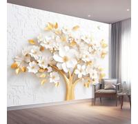 Custom Size Wall Murals, Luxury Flowering Tree Gold Leaf Large Photo Wallpaper for Living Room Bedroom Kitchen Office - Gold Non-Woven Wall Mural 300 x 210 cm (W x H) Kids Room TV Background Decor