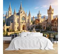 Custom Size Wall Murals Magical Castle Complex in Fantasy World Wall Murals Enchanted Palace Scene Wallpaper Vivid Self-Adhesive Removable Wallpaper for Bedroom