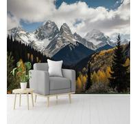 Custom Size Wall Murals, Majestic Mountain Range & Fall Foliage Scene, Self-Adhesive Removable Wall Covering Fabric, Large Photo Wallpaper for Living Room Bedroom Kitchen Office Kids