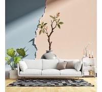 Custom Size Wall Murals,Minimalist Ceramic Vase Bonsai Branch Blue and Beige Background Zen Art Decor,SelfAdhesive Wall Fabric(NO PVC) Removable Large Wallpaper for Living Room