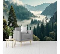 Custom Size Wall Murals, Misty Mountain Valley, Evergreen Forests & Rocky Peaks, Self-Adhesive Removable Peel and Stick Wallpaper, for Living Room, Bedroom, Shop, Office, Kids