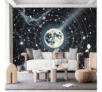 Custom Size Wall Murals, Moon Craters Starry Space Celestial Bodies Self-Adhesive Wall Fabric (NO PVC) Removable Large Photo Wallpaper for Living Room, Bedroom, Office