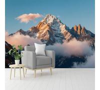 Custom Size Wall Murals， Mountain Scenery， Snowy Peak， Cloud Landscape， Rocky Mountain View， SelfAdhesive Removable Peel and Stick Wallpaper， for Living Room，Bedroom，Shop，Office，Kids
