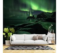 Custom Size Wall Murals,Northern Lights Aurora Borealis Arctic Winter Mountain Landscape Night Sky,Self-Adhesive Wall Fabric(NO PVC) Removable Large Wallpaper for Living Room