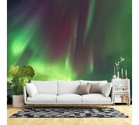 Custom Size Wall Murals,Northern Lights Aurora Borealis Snowy Mountain Winter Night Sky,Self-Adhesive Wall Fabric(NO PVC) Removable Large Wallpaper for Living Room,Bedroom,Office