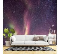 Custom Size Wall Murals,Northern Lights Aurora Borealis Starry Night Sky Over Snowy Mountain Landscape,Self-Adhesive Wall Fabric(NO PVC) Removable Large Wallpaper for Living Room