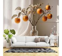 Custom Size Wall Murals,Orange Fruit Tree Branches with Falling Leaves and Pumpkins Minimalist Still Life,SelfAdhesive Wall Fabric(NO PVC) Removable Large Wallpaper for Living Room,Bedroom