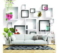 Custom Size Wall Murals,Rectangular Frames Flowers Empty Frames,Self-Adhesive Wall Fabric(NO PVC) Removable Large Photo Wallpaper for Living Room, Bedroom,Office