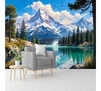 Custom Size Wall Murals, Snow-Capped Peak & Turquoise Lake, Self-Adhesive Removable Peel and Stick Wallpaper, for Living Room, Bedroom, Shop, Office, Kids