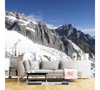 Custom Size Wall Murals,Snow Covered Rocky Mountain Peaks Winter Alpine Landscape,Self-Adhesive Wall Fabric(NO PVC) Removable Large Wallpaper for Living Room,Bedroom,Office