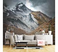 Custom Size Wall Murals,Snow Covered Rugged Mountain Range Rocky Terrain Dramatic Sky,Self-Adhesive Wall Fabric(NO PVC) Removable Large Wallpaper for Living Room,Bedroom,Office