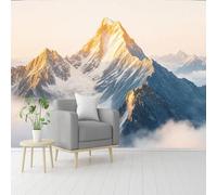 Custom Size Wall Murals, Snow Mountain Peak Misty Rocky Landscape Art, Self-Adhesive Removable Peel and Stick Wallpaper, for Living Room, Bedroom, Shop, Office, Kids