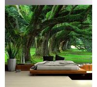 Custom Size Wall Murals，Spatial Extension Green Tree Landscape，Removable Peel and Stick Self-Adhesive Wall Murals Large Photo Wallpaper