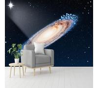 Custom Size Wall Murals, Spiral Galaxy Andromeda Dark Blue Space Scene, Self-Adhesive Removable Wall Covering Fabric, Large Photo Wallpaper for Living Room Bedroom Kitchen Office Kids