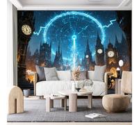 Custom Size Wall Murals, Steampunk Gothic London Clock Towers Self-Adhesive Wall Fabric (NO PVC) Removable Large Photo Wallpaper for Living Room, Bedroom, Office