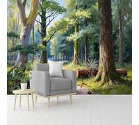 Custom Size Wall Murals, Sunlit Forest, Mature Trees & Winding Dirt Path, Self-Adhesive Removable Peel and Stick Wallpaper, for Living Room, Bedroom, Shop, Office, Kids