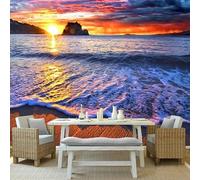 Custom Size Wall Murals，Sunrise Sunset Beach Landscape，Removable Peel and Stick Self-Adhesive Wall Murals Large Photo Wallpaper