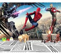 Custom Size Wall Murals，Super Hero City Sky，Removable Peel and Stick Self-Adhesive Wall Murals Large Photo Wallpaper