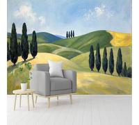 Custom Size Wall Murals, Tuscany Hill Cypress Tree Italian Countryside, Self-Adhesive Removable Peel and Stick Wallpaper, for Living Room, Bedroom, Shop, Office, Kids