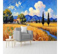Custom Size Wall Murals， Tuscany Landscape Scenery， Wheat Field， Rural Farmhouse， Mountain View， SelfAdhesive Removable Peel and Stick Wallpaper， for Living Room，Bedroom，Shop，Office，Kids
