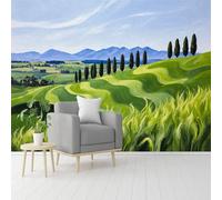 Custom Size Wall Murals Tuscany Rolling Hills Cypress Countryside View Art, Self-Adhesive Removable Peel and Stick Wallpaper, for Living Room, Bedroom, Shop, Office, Kids