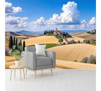 Custom Size Wall Murals, Tuscany Rolling Hills Village Cypress Trees Field, Self-Adhesive Removable Peel and Stick Wallpaper, for Living Room, Bedroom, Shop, Office, Kids