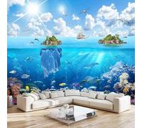 Custom Size Wall Murals，Underwater World Island Landscape，Removable Peel and Stick Self-Adhesive Wall Murals Large Photo Wallpaper
