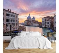 Custom Size Wall Murals,Venice Canal Sunset Historic Buildings Gondolas Self-Adhesive Wall Covering Fabric (NO PVC),Removable Wallpaper for Living Room Bedroom Office Kids