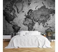Custom Size Wall Murals, Vintage World Map Wall Murals, Black Grey Atlas HD Wallpaper, Realistic Wall Covering Fabric, Self-Adhesive Removable Wallpaper for Office Study Room