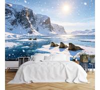 Custom Size Wall Murals Walruses on Ice Floes in Arctic Sea During Snowfall Wall Murals Wildlife Nature Scene Wallpaper Vivid Self-Adhesive Removable Wallpaper for Bedroom