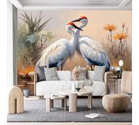 Custom Size Wall Murals, White Cranes & Shallow Water Self-Adhesive Wall Fabric (NO PVC) Removable Large Photo Wallpaper for Living Room, Bedroom,Office