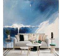 Custom Size Wall Sticker Mural， Abstract Blue Ocean Waves with White Foam， SelfAdhesive Wall Art Decor for Office