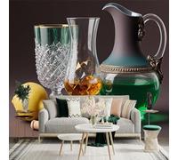 Custom Size Wall Sticker Mural， Amber Liquor Glasses， Lemon， and Green Pitcher， for wall Decoration， peelandstick wall Decals.