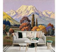 Custom Size Wall Sticker Mural，Autumn Landscape Horses Mountain Trees，Removable SelfAdhesive Wall Fabric Large Photo Wallpaper for Living Room Bedroom