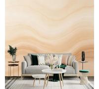Custom Size Wall Sticker Mural， Beige Marble Texture with Soft Wave Pattern， Natural Stone Effect， for wall Decoration， peelandstick wall Decals.