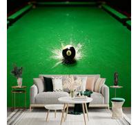 Custom Size Wall Sticker Mural， Billiard Ball with Water Splash， Sport Game Room Decor， Green Pool Table， for wall Decoration， peelandstick wall Decals.