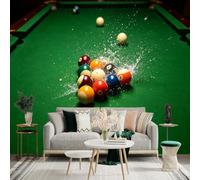 Custom Size Wall Sticker Mural， Billiard Balls with Water Splash Effect， Sports Game Scene， Pool Table Decor， for wall Decoration， peelandstick wall Decals.
