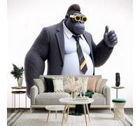 Custom Size Wall Sticker Mural，Cartoon Funny Gorilla Suit Thumbs Up Yellow Sunglasses，Removable SelfAdhesive Wall Fabric Large Photo Wallpaper for Living Room Bedroom