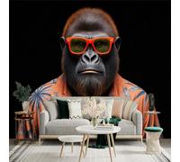 Custom Size Wall Sticker Mural，Cool Gorilla Wearing Sunglasses and Hawaiian Shirt，Removable SelfAdhesive Wall Fabric Large Photo Wallpaper for Living Room Bedroom