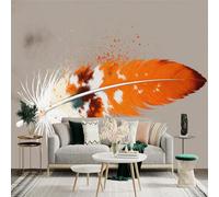 Custom Size Wall Sticker Mural，Couple Walking in Snowy Forest with Orange Autumn Leaves，Removable SelfAdhesive Wall Fabric Large Photo Wallpaper for Living Room Bedroom