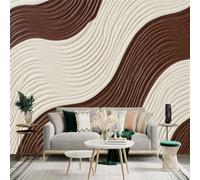 Custom Size Wall Sticker Mural，Cream Brown Wave Texture Abstract Pattern，Removable SelfAdhesive Wall Fabric Large Photo Wallpaper for Living Room Bedroom