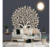 Custom Size Wall Sticker Mural， Elephant Under Tree with Moon， Minimalist Nature Silhouette Art， for wall Decoration， peelandstick wall Decals.
