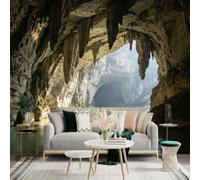 Custom Size Wall Sticker Mural， Limestone Karst Cave， Underground River Landscape， Natural Geological Formation， Scenic Earth Exploration， for wall Decoration， peelandstick wall Decals.