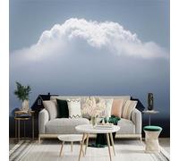 Custom Size Wall Sticker Mural，Misty Landscape Three Houses Foggy Field Lonely Tree，Removable SelfAdhesive Wall Fabric Large Photo Wallpaper for Living Room Bedroom