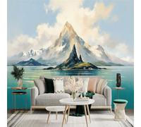 Custom Size Wall Sticker Mural，Mountain Lake Landscape Reflection，Removable SelfAdhesive Wall Fabric Large Photo Wallpaper for Living Room Bedroom
