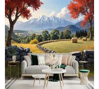 Custom Size Wall Sticker Mural，Mountain Valley River Scenic Landscape，Removable SelfAdhesive Wall Fabric Large Photo Wallpaper for Living Room Bedroom